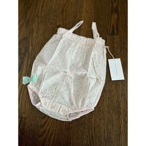 NEW go gently baby girl 6-9 Months Turquoise Square Dot Bubble Romper